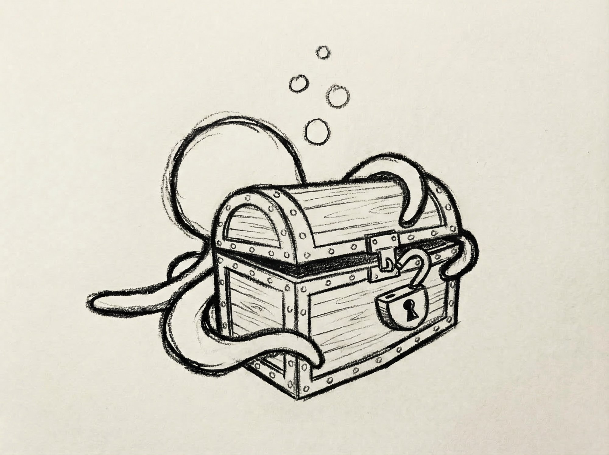 Octopus treasure chest sketch